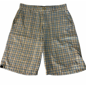 Split Men’s Plaid Shorts Chino Blue Plaid Board Shorts Pockets Golf Athletic 32